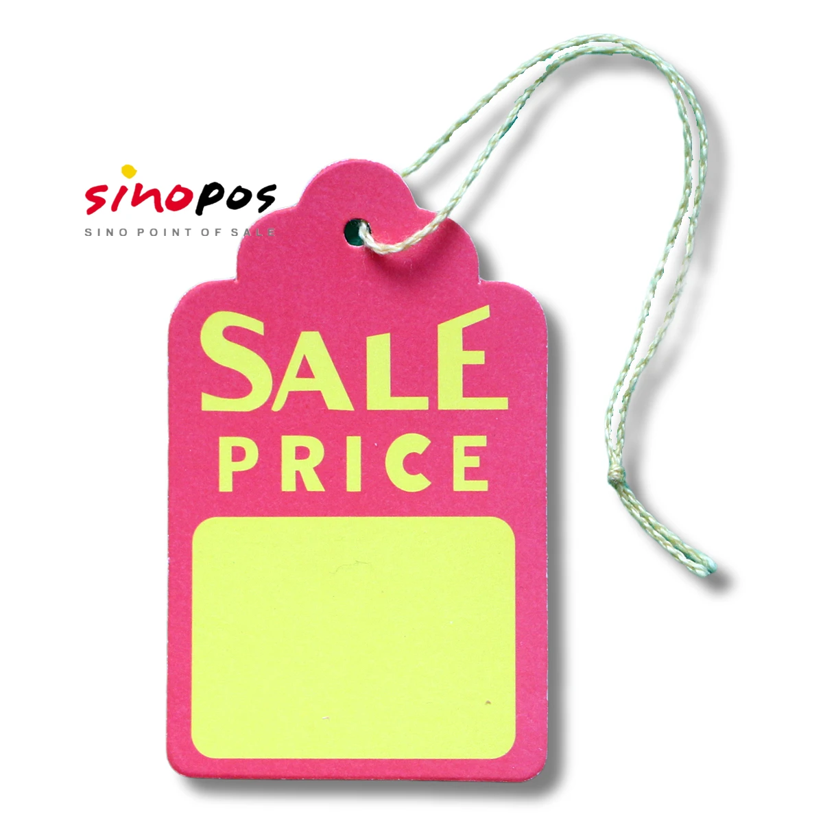 
1000pack Pre-strung Sale Price Tags Scalloped 73mm large gift hang tag printed colorful paper merchandise clothes string tickets 