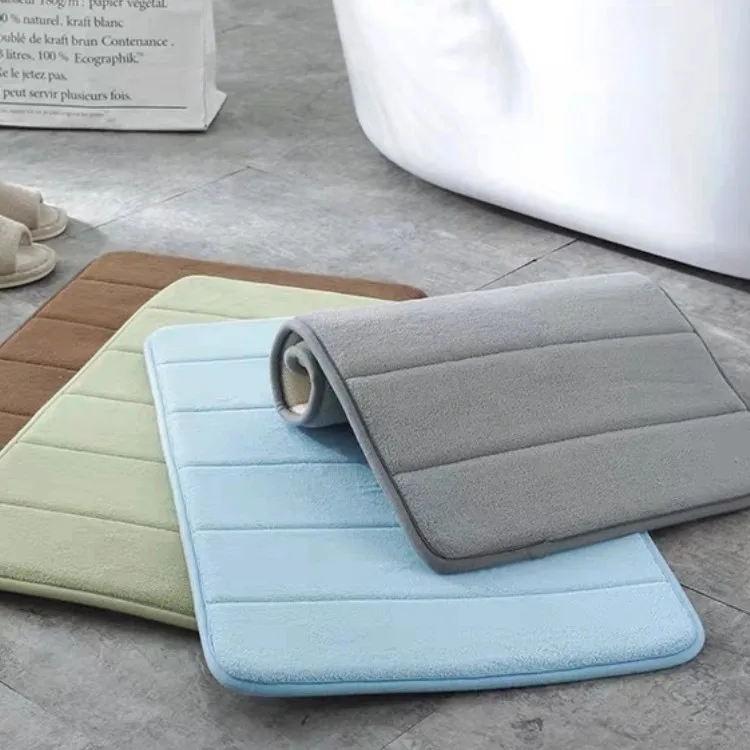 Home 8 Colors Decor Washable Soft Coral Fleece Memory Foam Bath Mat Non-slip Bathroom Carpet Rug Kitchen Toilet Floor Foot Pads