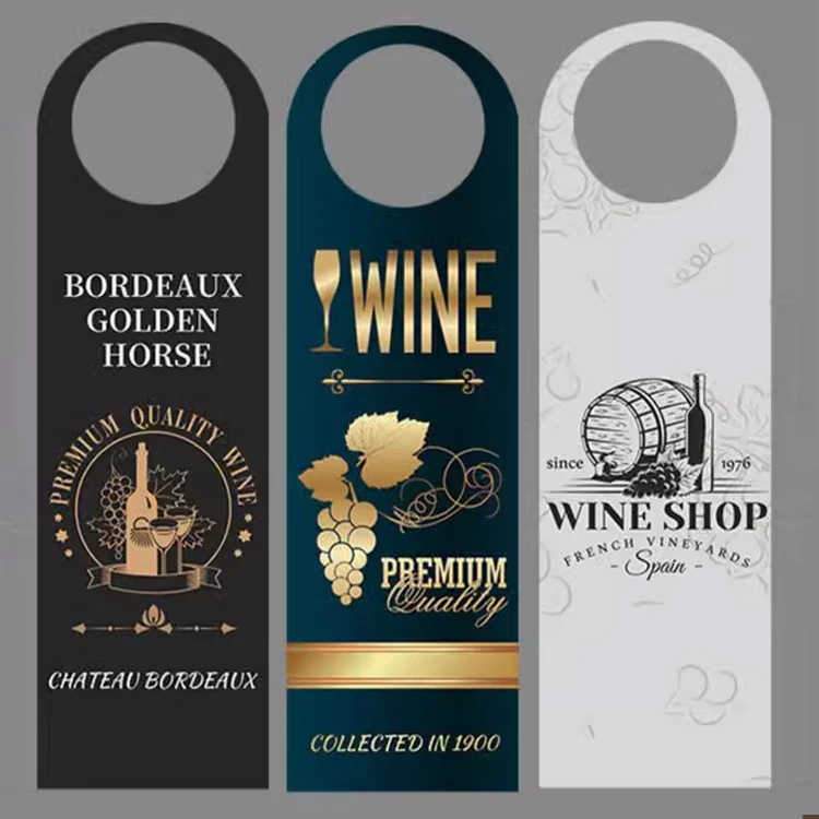 advertising card Hanging Bottle Paper Neck Name Hang Tag Label Cardboard Hanger Card Bottle Necker Tag Wine hanging card custom