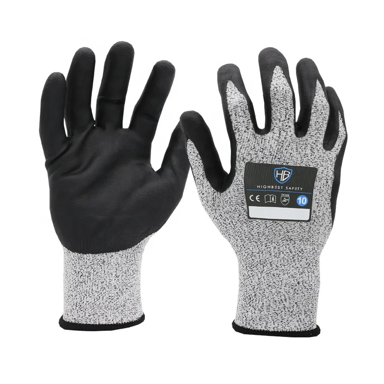 HB SAFETY Breathable Foam Nitrile Anti Cut 3 CNF316 Oil Resistant Industrial Work Glove Cut Protection