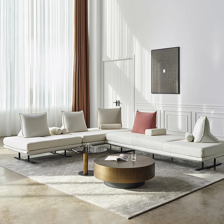 Nordic Fabric Sofa Set Double Seat Armrest Without Backrest Feather Two-way Technical Creative Sofa Set