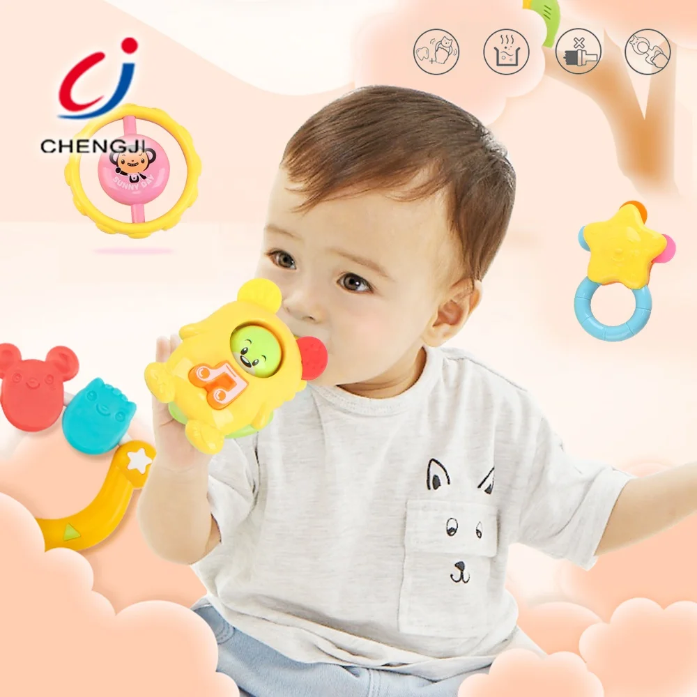 
New design best quality plastic rattle teething toy baby teether rattles 