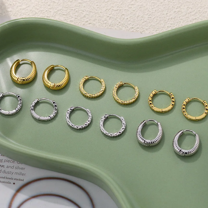 Popular women 925 sterling silver trendy hoop earrings 18k gold melting style twisted small fashion hoop earring