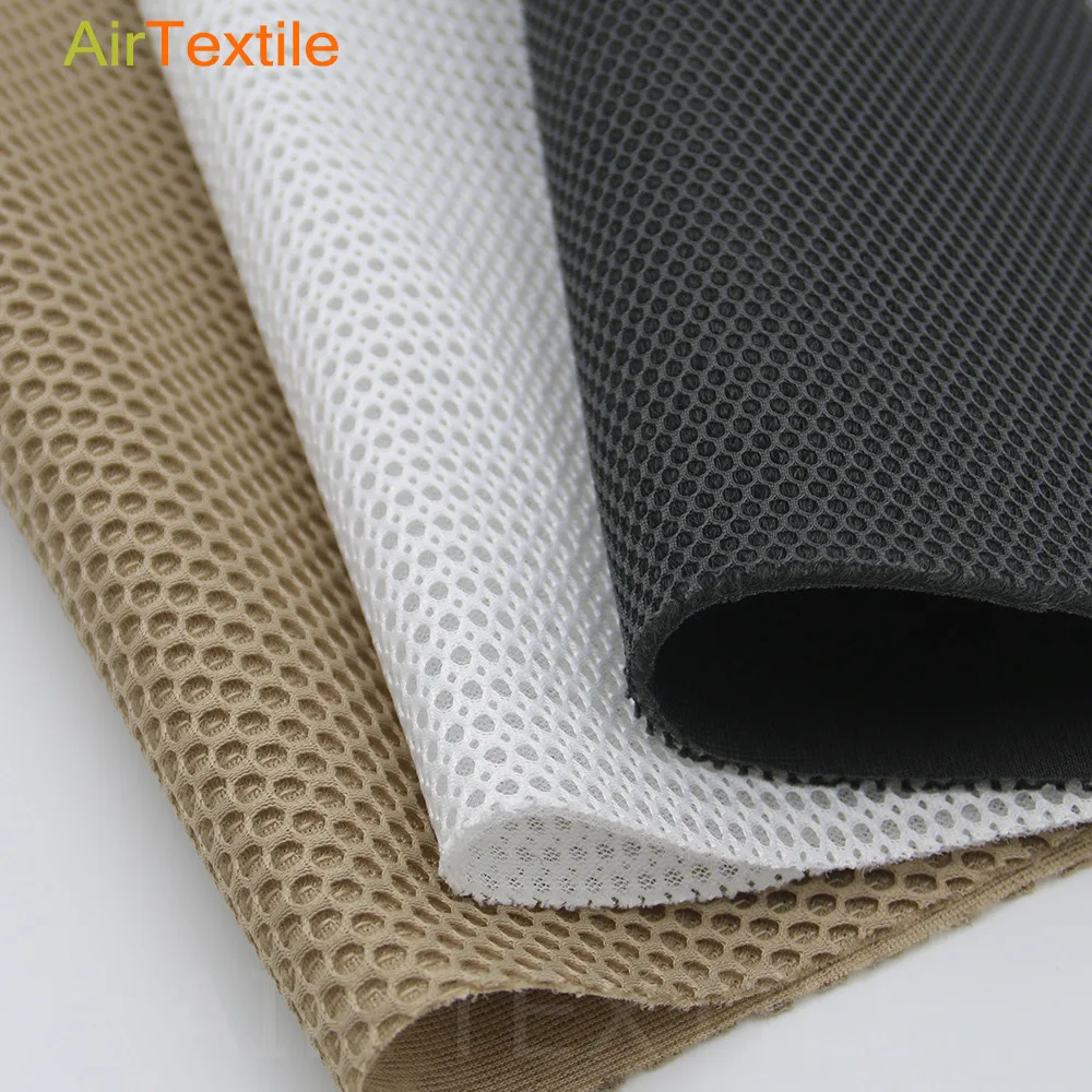 2.5 mm Breathable black polyester 3d cool air mesh fabric with holes