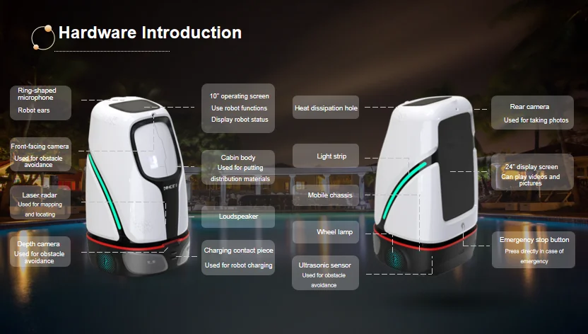 2024 Hotel Robot Waiter Intelligent Supplier Remote Control Restaurant Autonomous Delivery Food Serving Talking Go Lift Robot