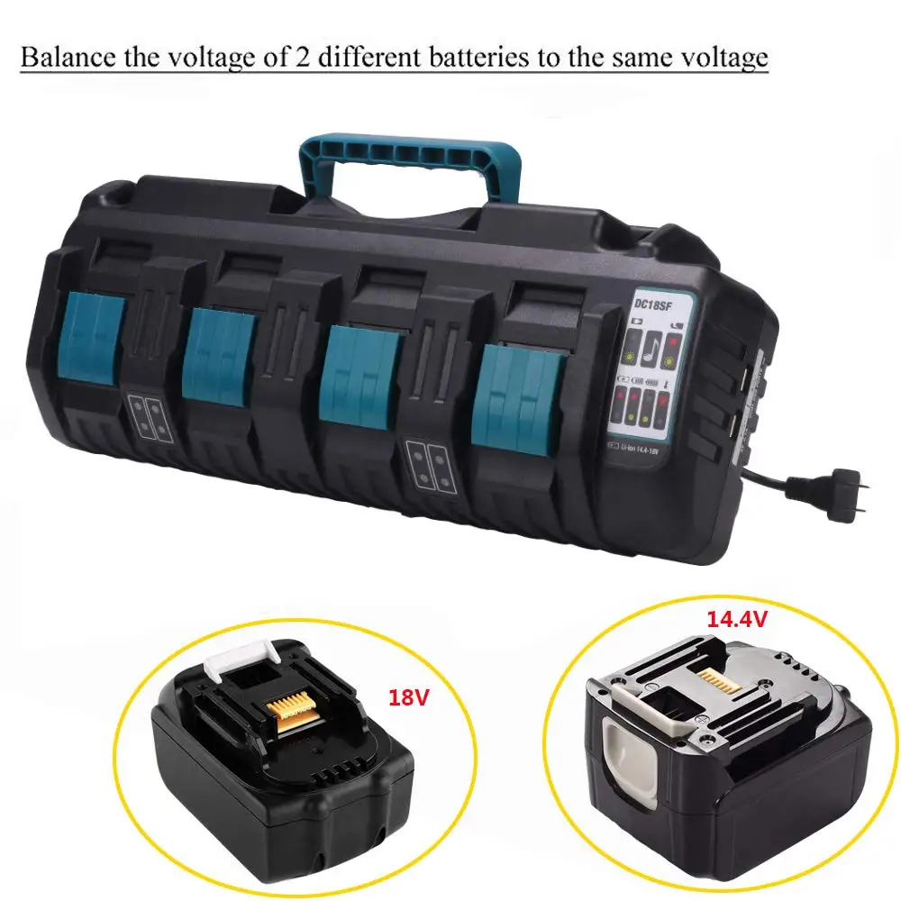 DC18SF charger For makita battery charger 14.4V 18V lithium ionpower tools  charger 4-port DC18RC DC18RF BL1850 BL1860 battery