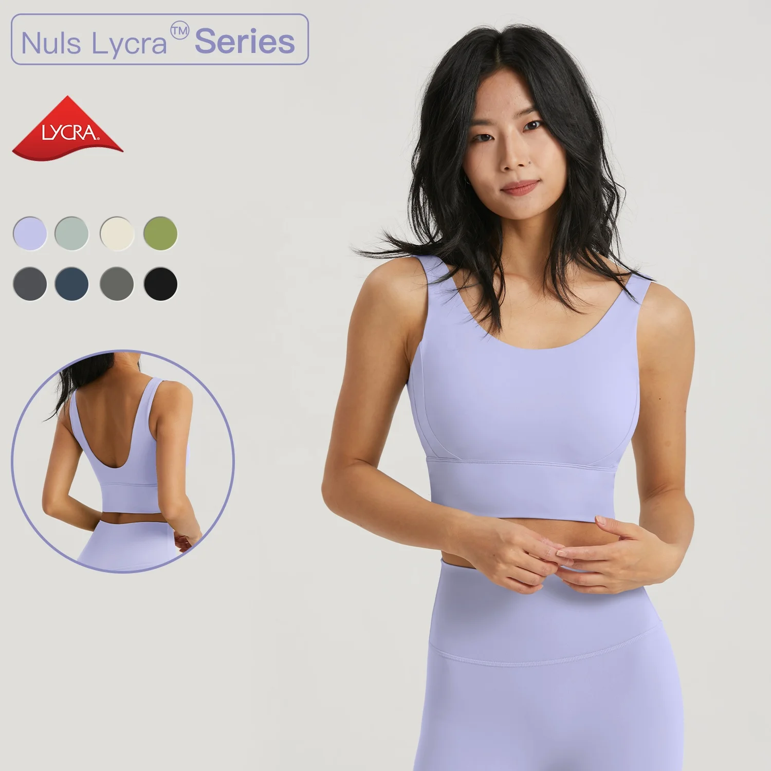 Wide Straps Backless Crop Sports Bras Custom Logo Blank High Impact Yoga Tank Tops