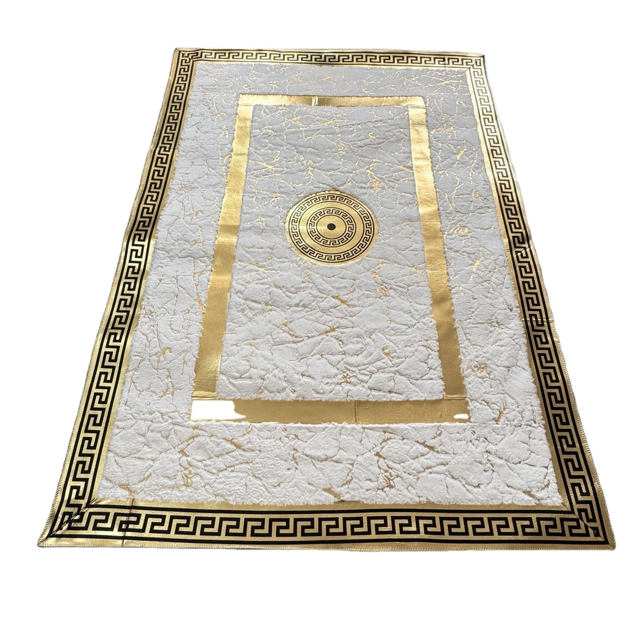 White Patchwork Sheepskin Faux Carpet Long Hair Patchwork Rabbit Fur Carpet