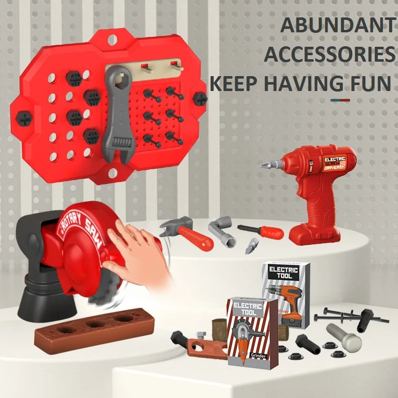 KSF TOYS Electric Tool Table Storage Box Deformation Pretend Toy Mechanic Drill Set Plastic Boys Tools Play Set Children Toys