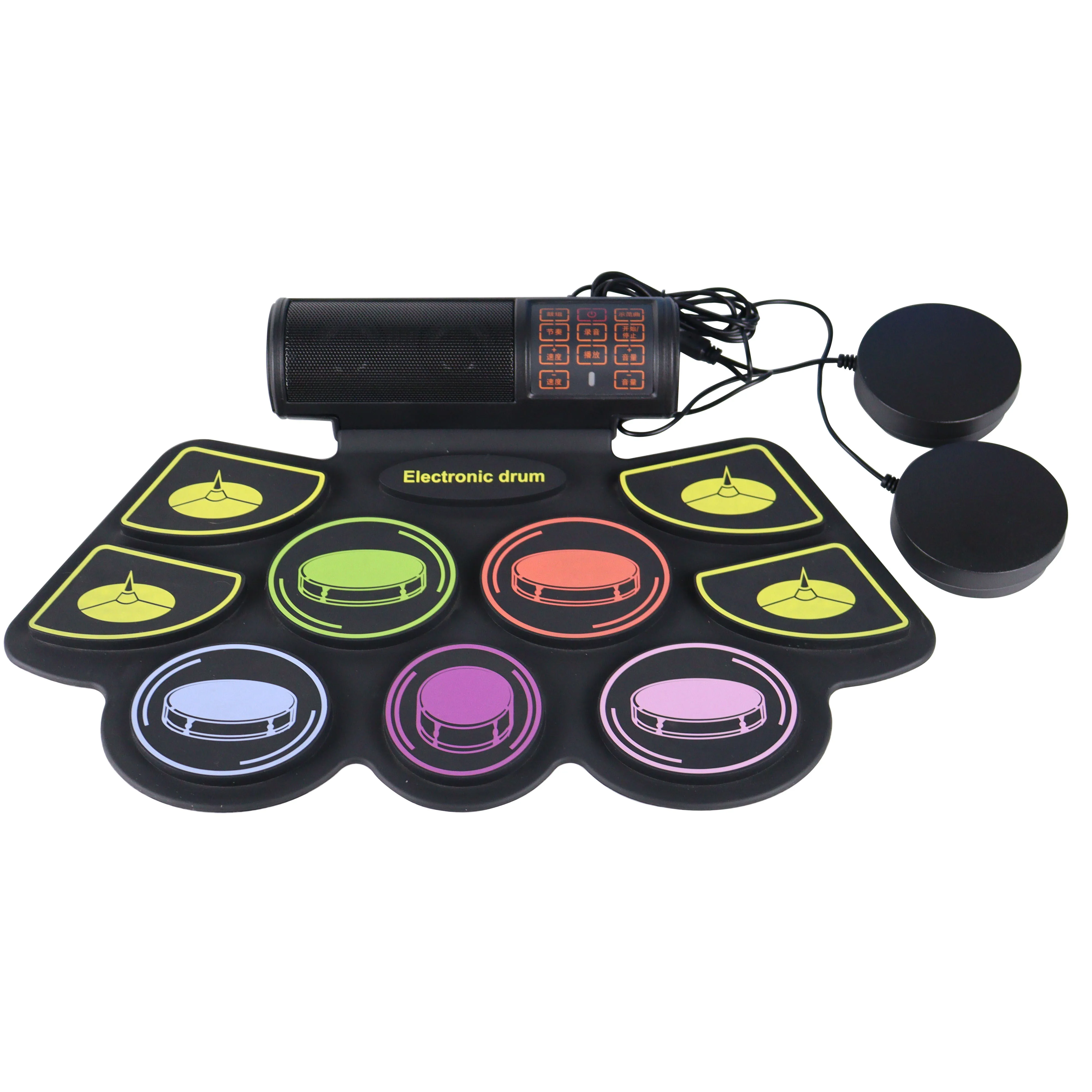 Portable Digital Drum Kit Roll-Up Drum 9 Practice Pad Bluetooth Wireless Electric Drums For Holiday Birthday Gift