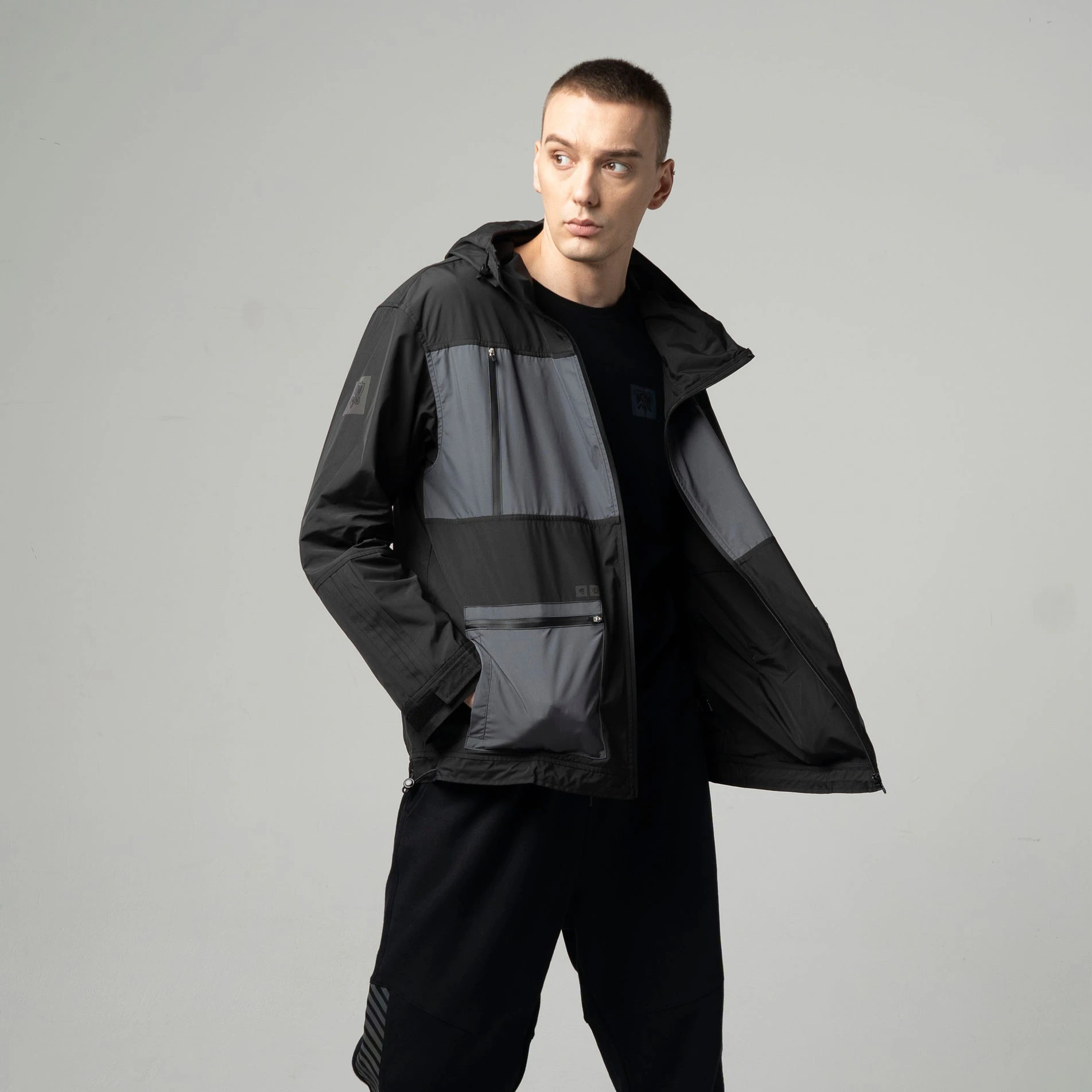 OEM пользовательская уличная одежда на молнии свободная нейлоновая цветная блокированная ветровка куртка унисекс спортивная мягкая для мужчин