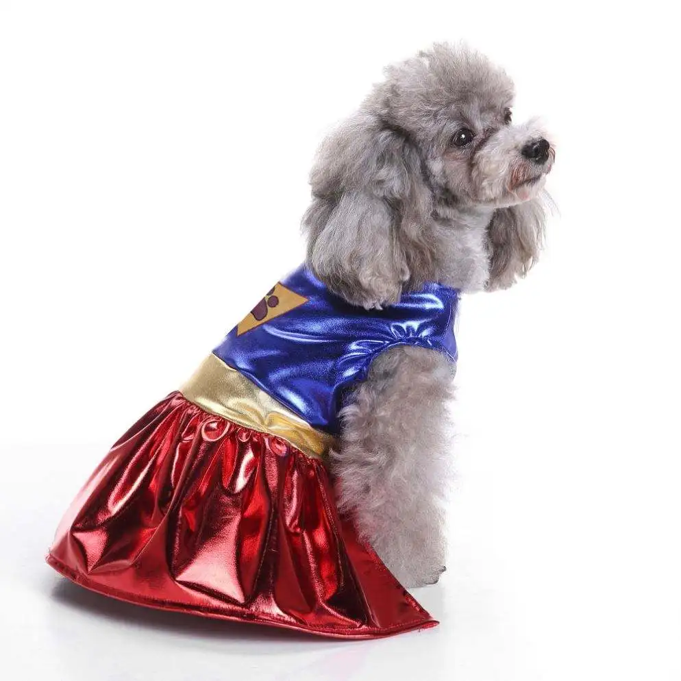 Wholesale New Fashion Dog Dress Superman Dog Costume Puppy Clothes Pet Outfits