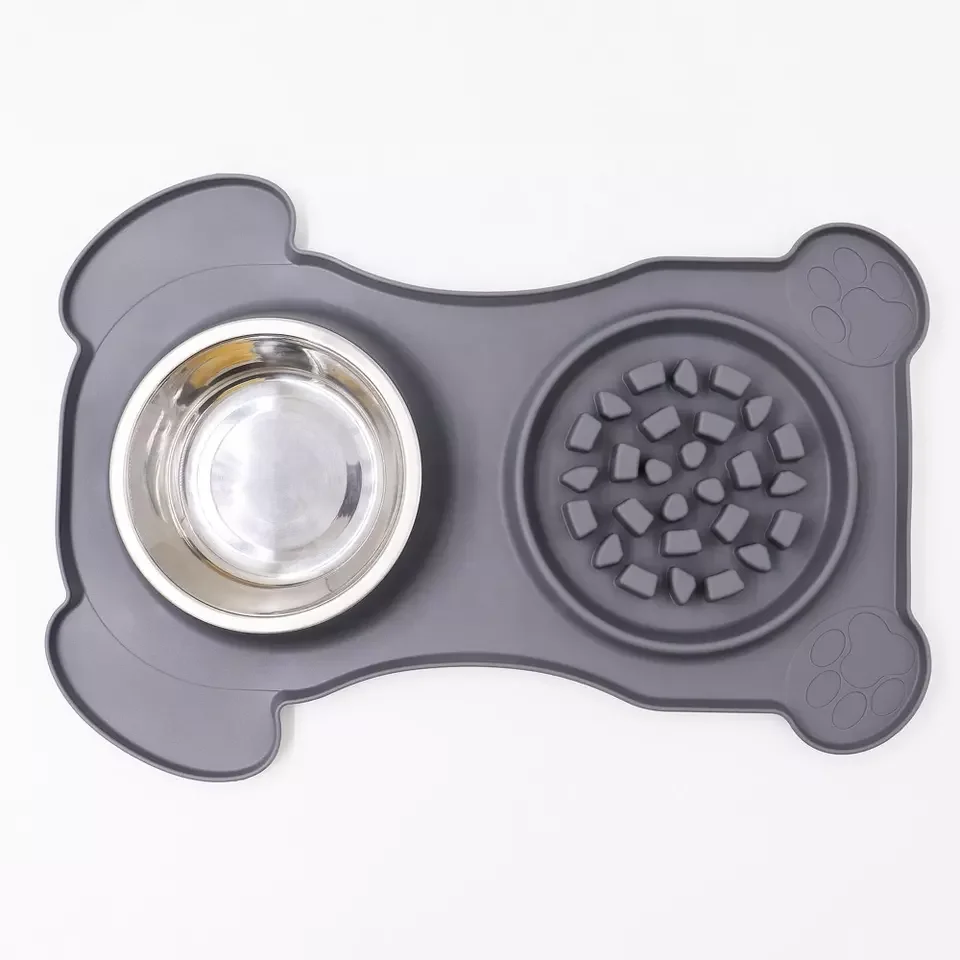 Custom Non-Slip Silicone Slow Feeding Dog Bowl Pet Stainless Steel Water Bowl