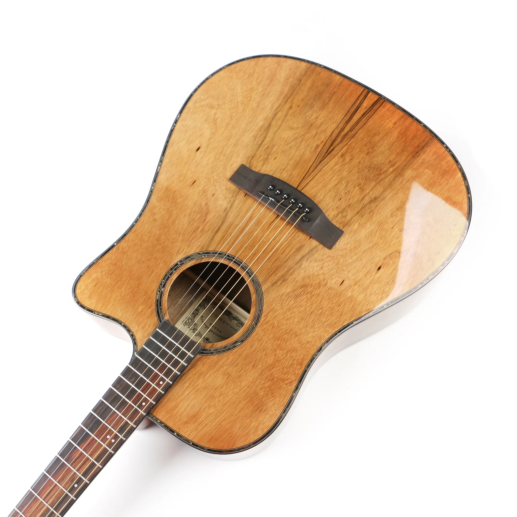 Chinese guitar supplier supply 41 inch Dreadnought cutaway high glossy acoustic guitar for wholesale