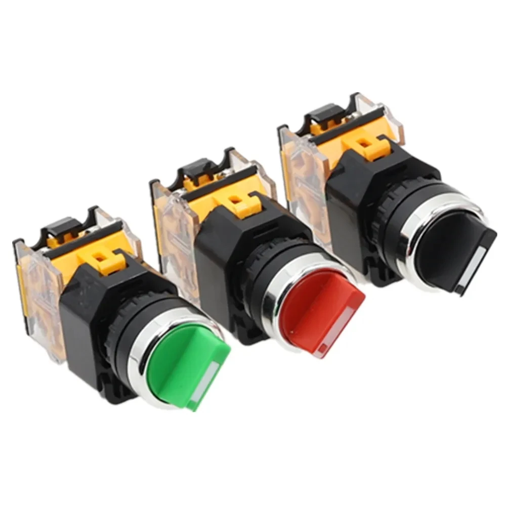 22mm Self-lock Selector Switch 1NO1NC 2/3 Positions Rotary Switches DPST 10A400V Power Switch ON/OFF Red Green Black