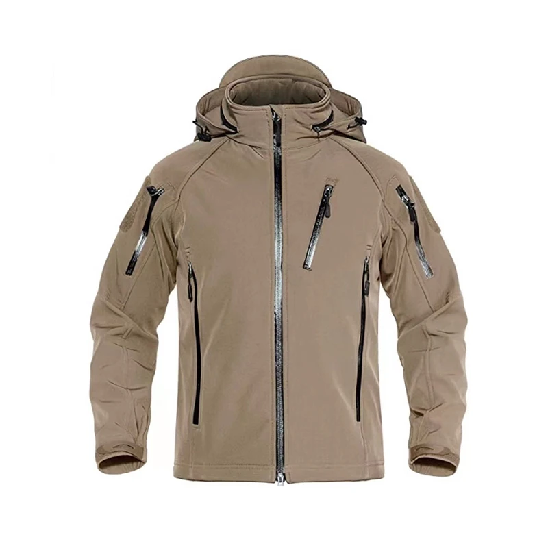 Custom men brown winter climbing mountaineering breathable ski softshell jacket for camping