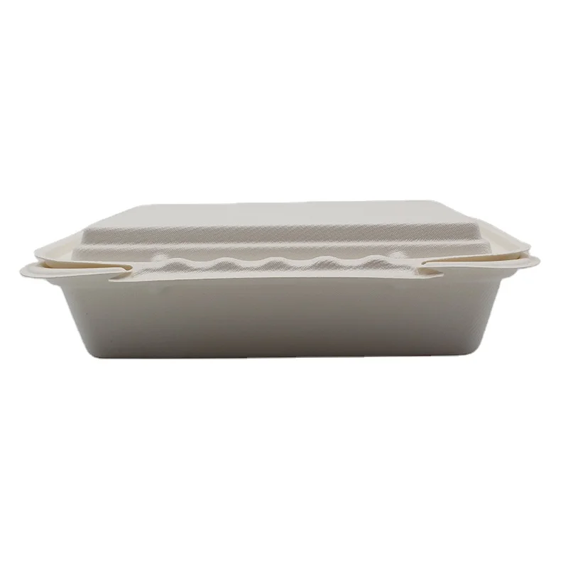  Sugarcane Bagasse Clam Shell пищевые контейнеры 1 отсек Ланч-бокс с