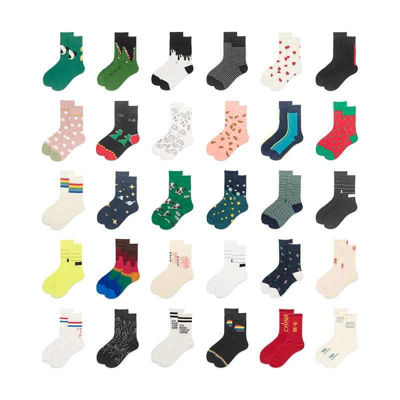 Professional Manufacturer Custom Made Colorful Cotton Crew Funny Crazied Happiness Socks For Men