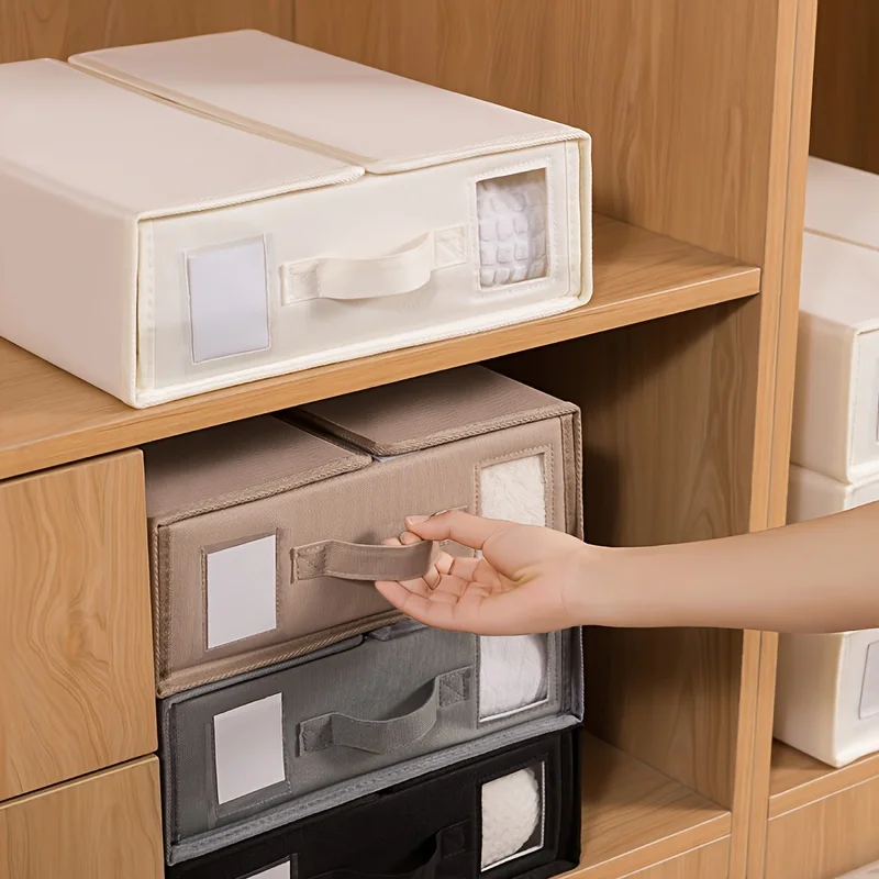 4 Pack Foldable Sheet Set Organizer Linen Closet Folding Bed Sheet Bedding Storage Cube Bins