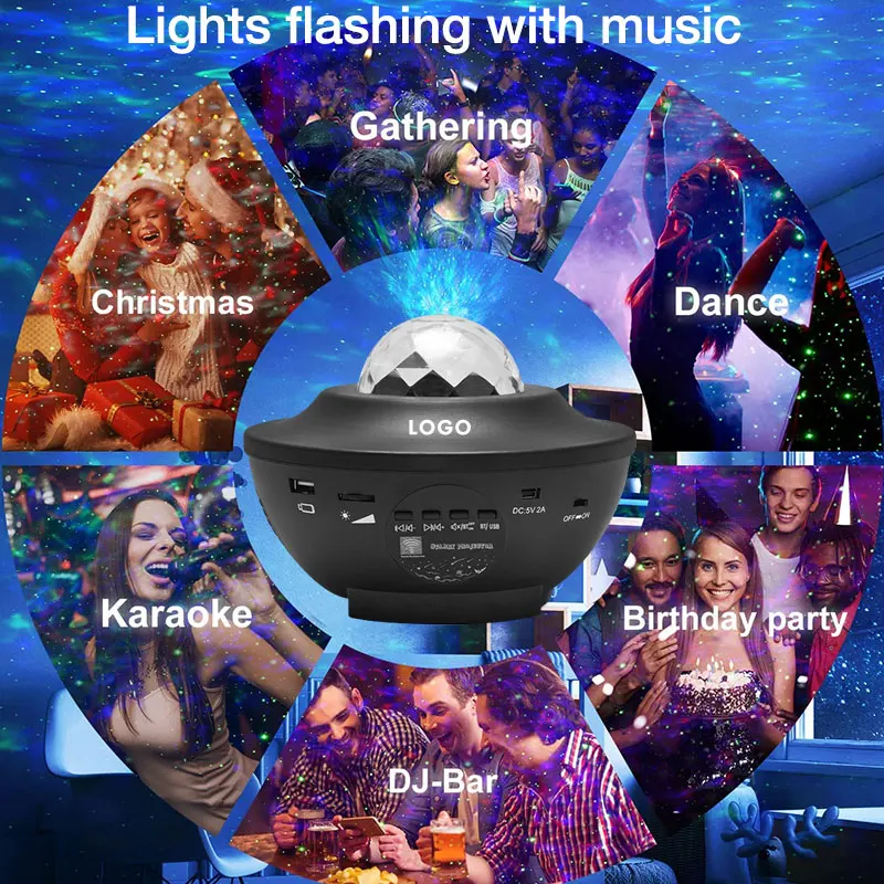 Smart Music Speaker Led Ambient Night Light Music Speaker Sky Ocean Wave Nebula Cloud Galaxy Light Laser Starry Star Projector