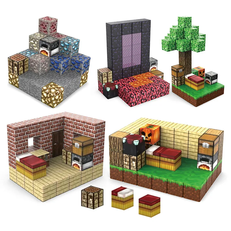 Kids Toys Magnetic Building Cubes Mine World With Magnetic Building Cubes Toys For Kids 3+