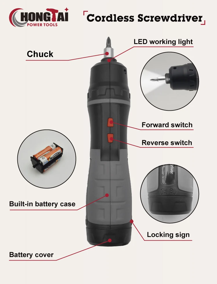 KCS12D-S11B 6V AA battery powered Cordless Screwdriver 11pcs 25mm bits home use DIY Forward Reverse switch wholesale tools kit