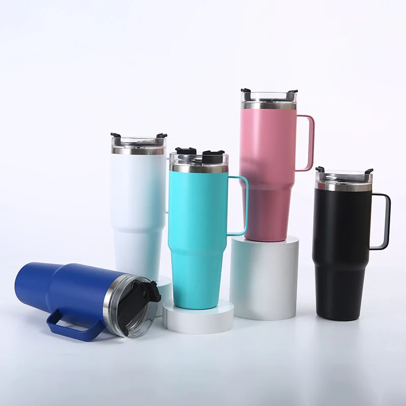 Car Insulated Stainless Steel Thermos 40oz Water Bottles Water Coffee Mugs Tumbler Cups 40oz With Handle Wholesale Bulk