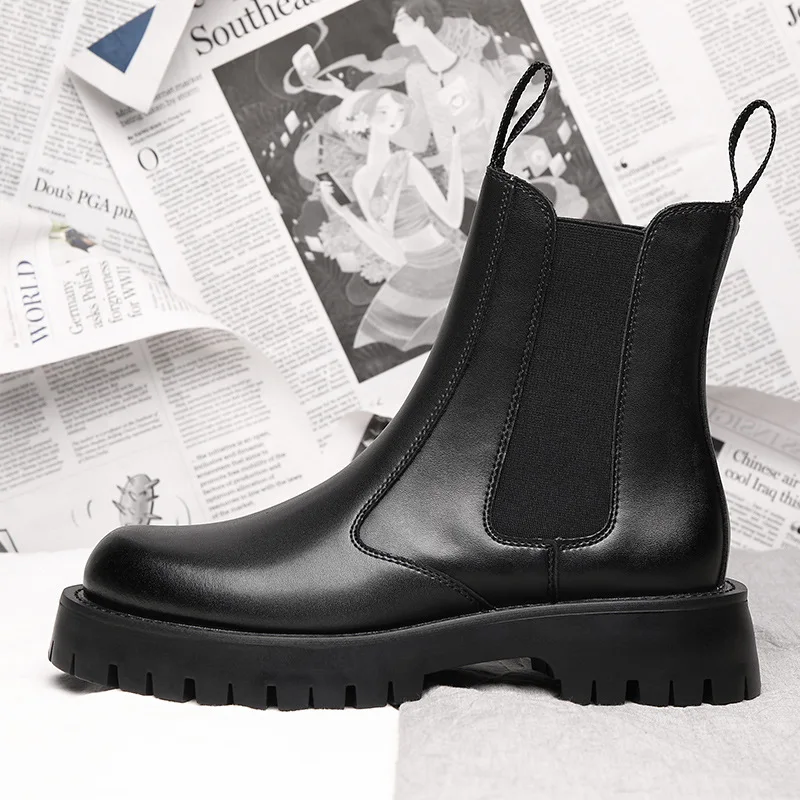 Dropshipping Custom Logo New Arrival Chelsea Boots for Men Casual Genuine Leather Boots