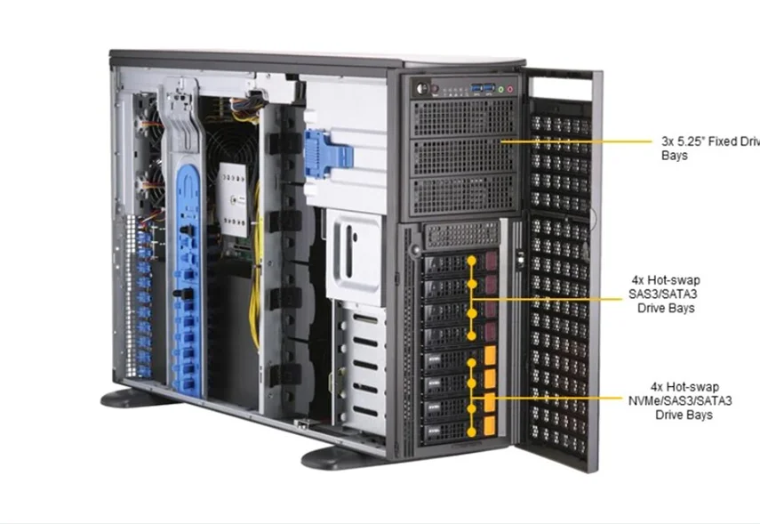 SuperServer SYS-740GP-TNRT Ai Artificial Intelligence Deep Learning Training Gaming Desktop Computer Servers Case