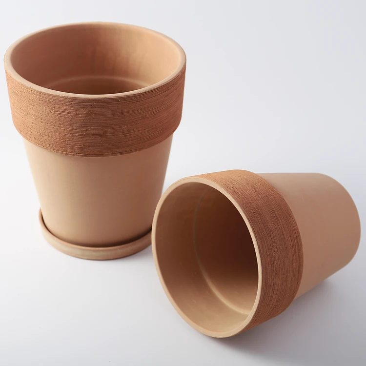Free Sample New arrival modern garden decoration brick-red matte terracotta flower planter pots with saucer