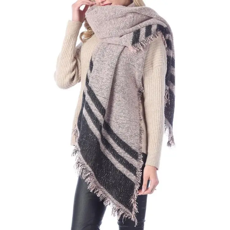 autumn warm luxury styles designer scarfs Women Shawl Knitted Poncho winter check scarf