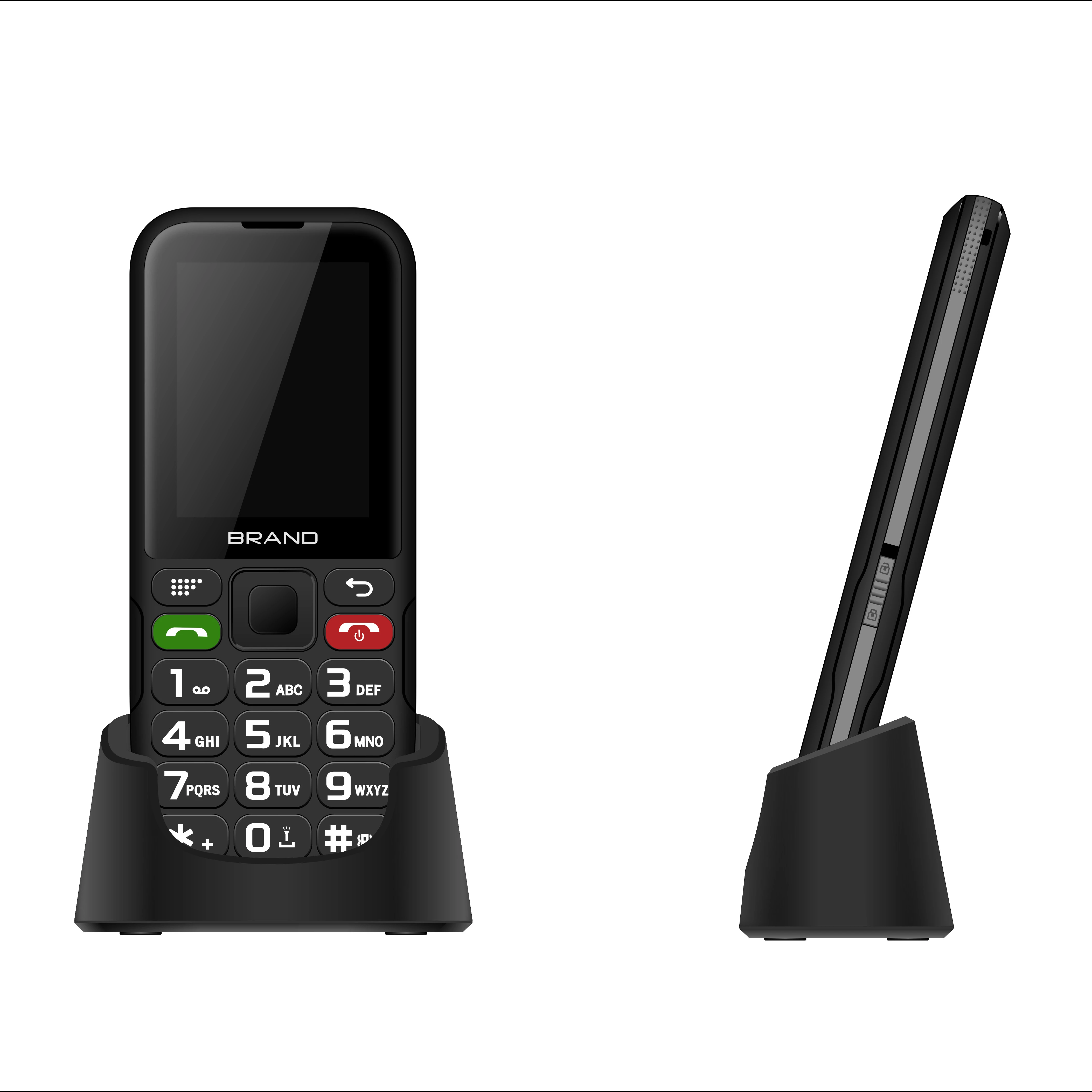 With charger dock 2.4 inch dual sim torch FM  high volume dial voice 2g keypad mobile gsm cellphone 2g network feature phones