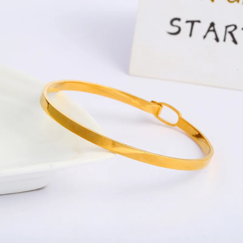 Open Armreif Armband Blank Flexible 4mm Women Custom Logo Engraving Jewelry Stainless Steel Bangles Bracelet