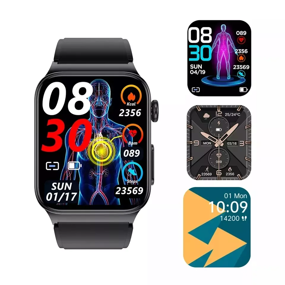 1.83 inch 240*284 Resolution ECG PPG Blood Glucose Smart Watch E500 Intelligent SPO2 Monitoring Body Temperature for Men Women