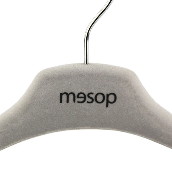 VPT96 black customized velvet plastic clothes hanger