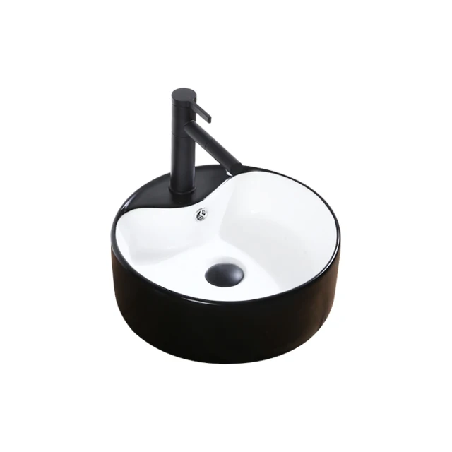 Modern Customized OEM ODM Wastafel Matt Black White Top Art Basin Bathroom Sink Table Ceramic