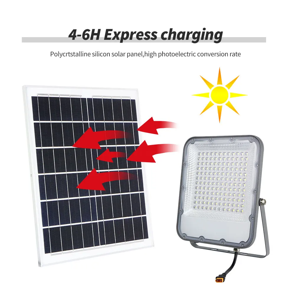 KCD Cheap 200 Watt Delicate Appearance Fashion Attractive Design Outdoor LED Solar Powered Flood Light With Panel