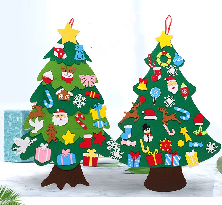 DIY Christmas Tree Felt Set Ornaments Wall Hanging Christmas Decorations Felt Craft