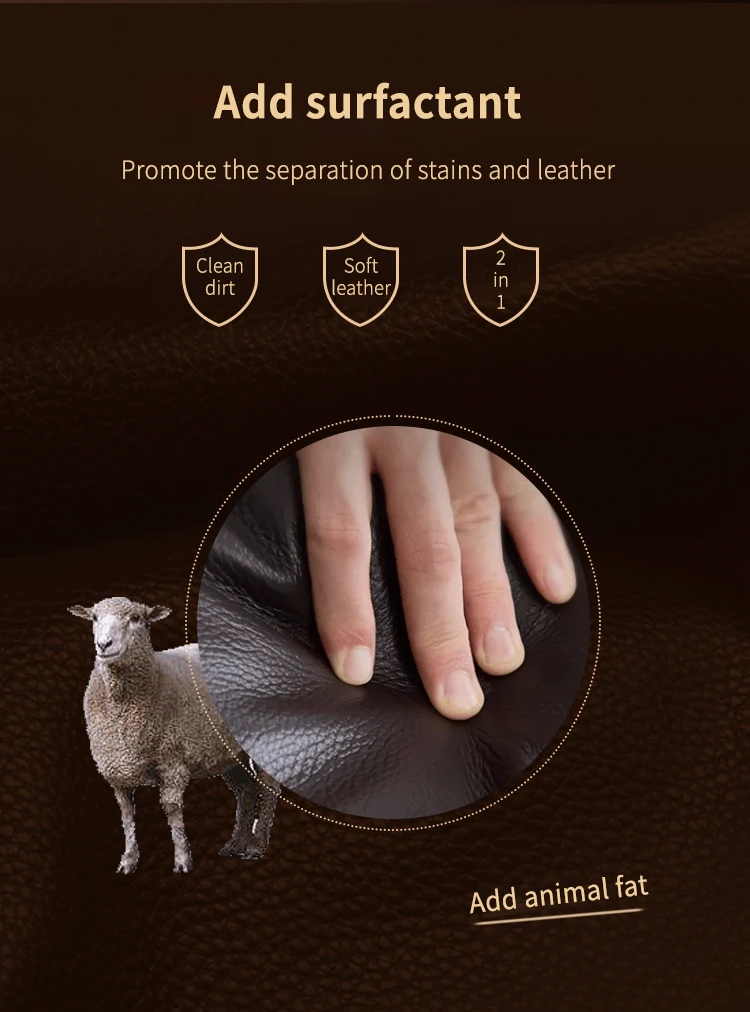 LEATHER LOTION natural waxanimal fats, this 2-in-1 cleaner and softener replenishes grease for all types of smooth leather care