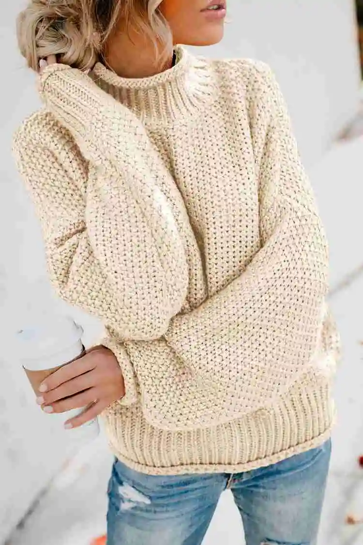 High Collar Fashion Warm Winter  Designed  Loose Sweater