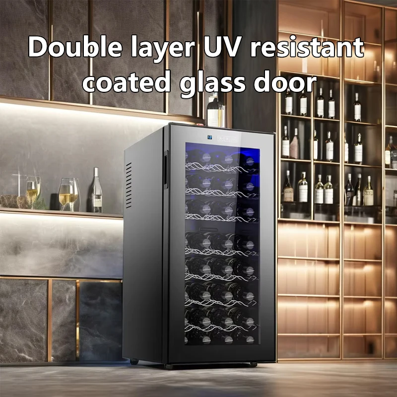 32-Bottle Low Noise Wine Cooler with No Fog Feature Glass Door Refrigerator for Wine & Beverages