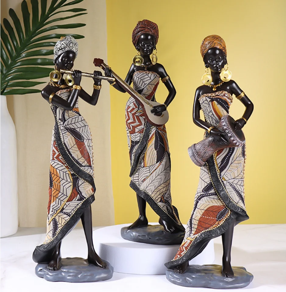 2024 Abstract Tribal Lady Sculpture Ornament Tribal Lady Figurine Miniature Girl Statue Ornament Living Room Decoration Gift