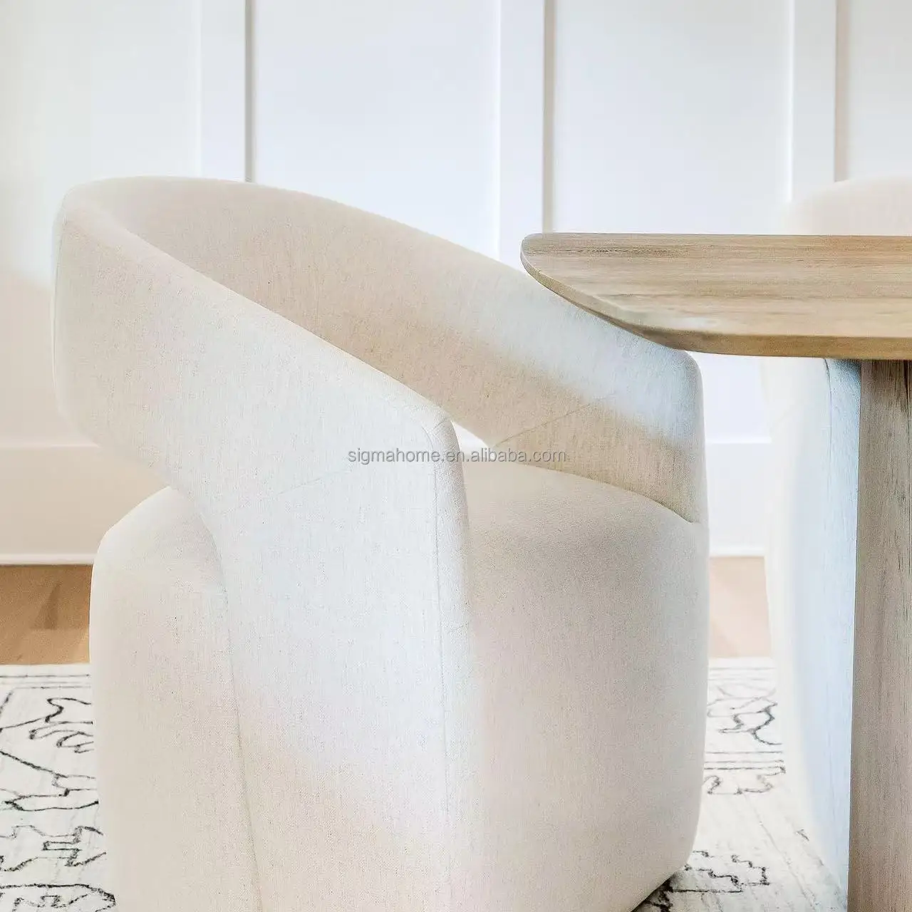 Sigma Luxury Modern Dining Furniture Set 6 Seater Solid Oak Wood Wooden Round Dining Table Set for 8