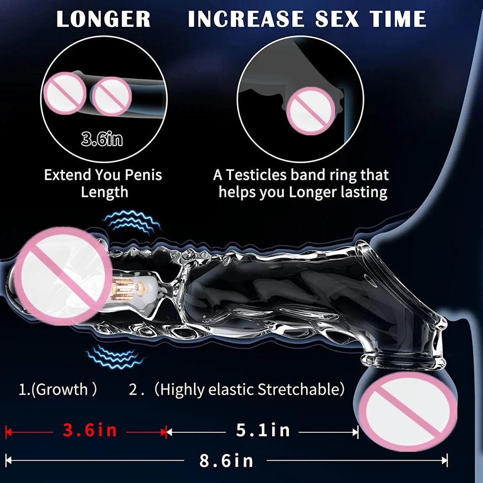 Factory Cheap Price Penis Sleeves Male Cock Delay Ejaculation Crystal Dick Enlargement Condom Sex Toy for Men