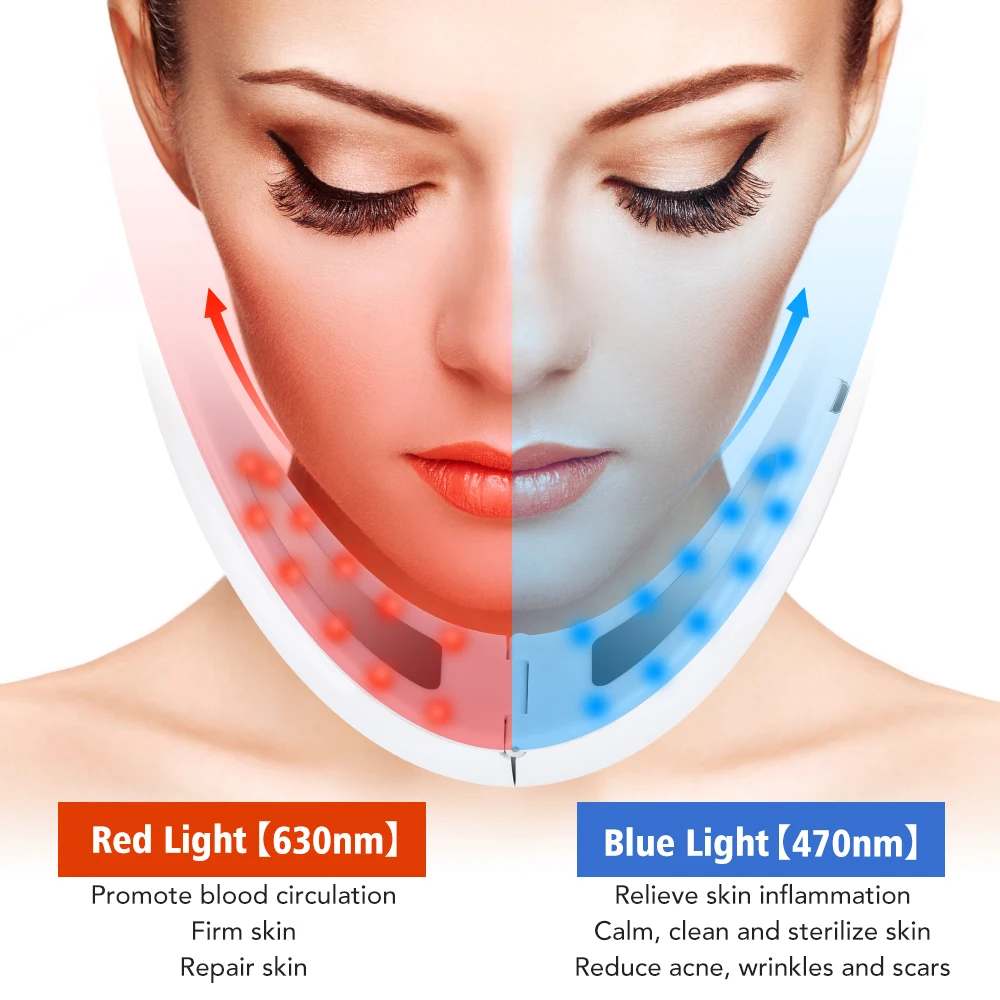 Hailicare 5 Modes LED Photon Therapy Micro Current Vibration V Face Slimming Massager V-Line Up Face Lifting Belt