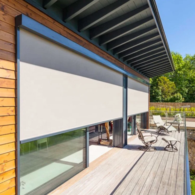Windproof electric Outdoor roller blinds Shade balcony motorized blinds pergola waterproof zip track outdoor blinds