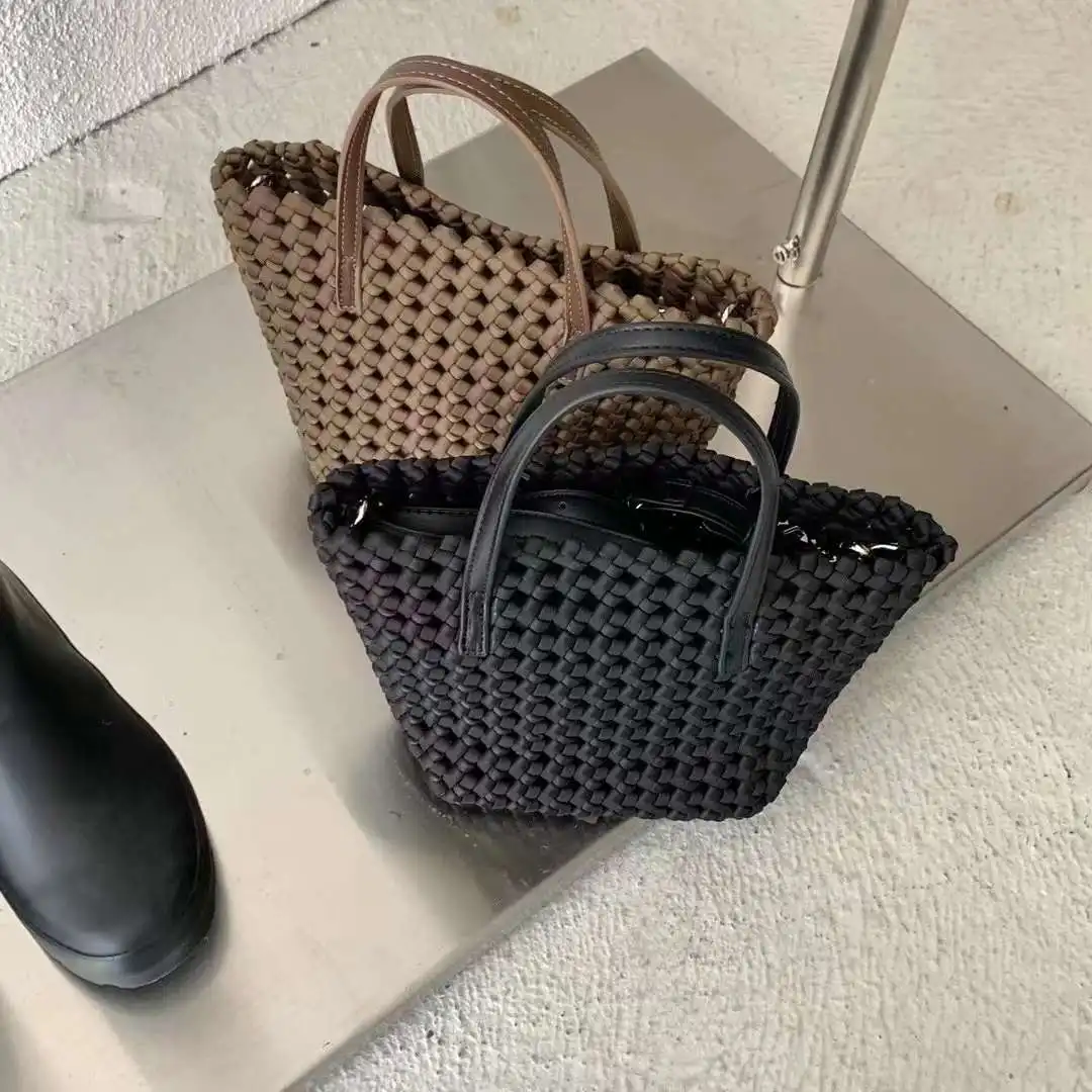 new neoprene casual hollow small tote handbag shoulder crossbody woven bag for ladies women