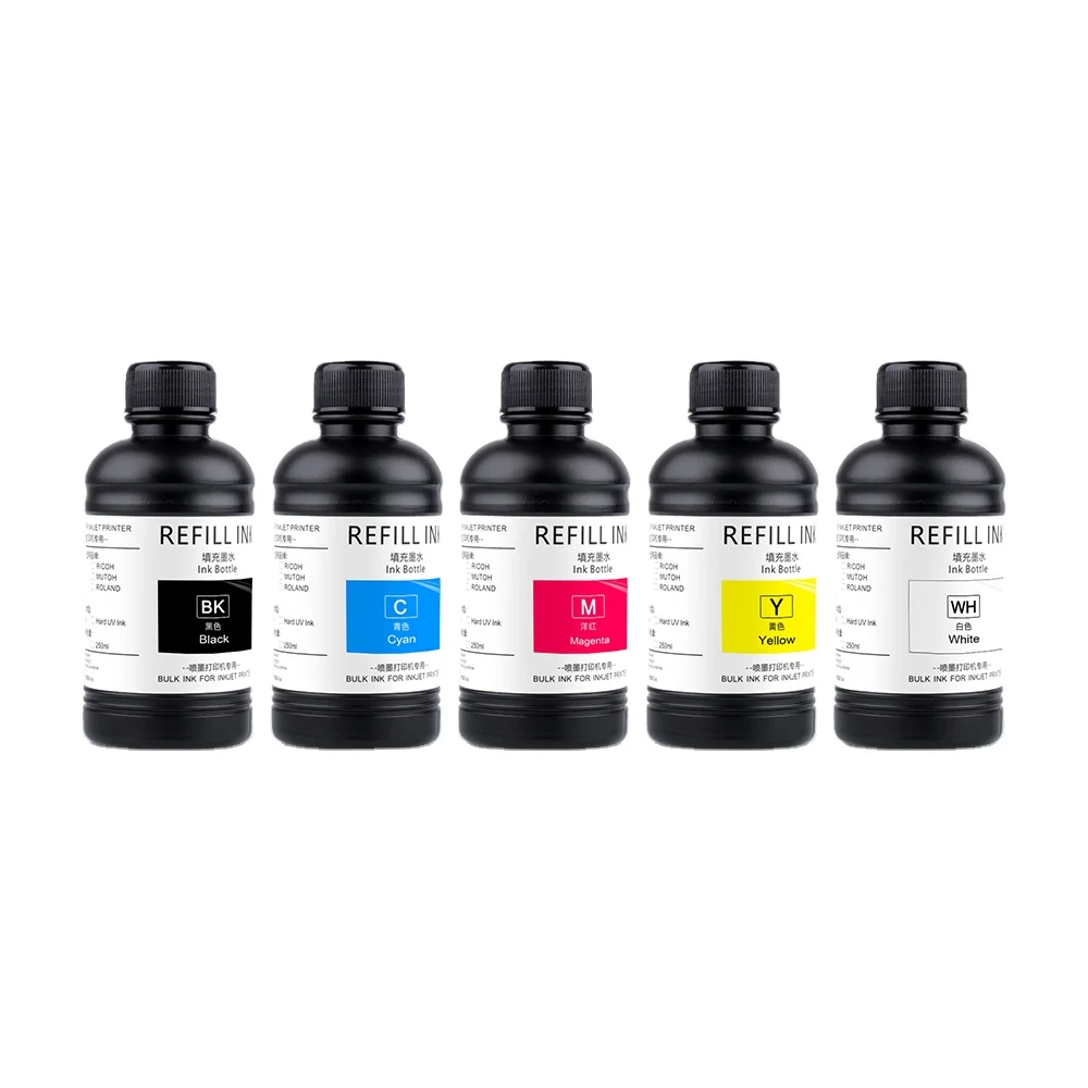 Supercolor 5 Colour 250ML/Bottle Flex UV Ink For Plastics For Ricoh 2220 5420 Printer