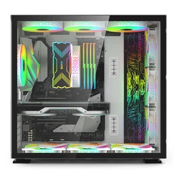 T5 Modern Aesthetic Dual Chamber Panoramic Tempered Glass Mid-Tower ATX Computer Gaming Case