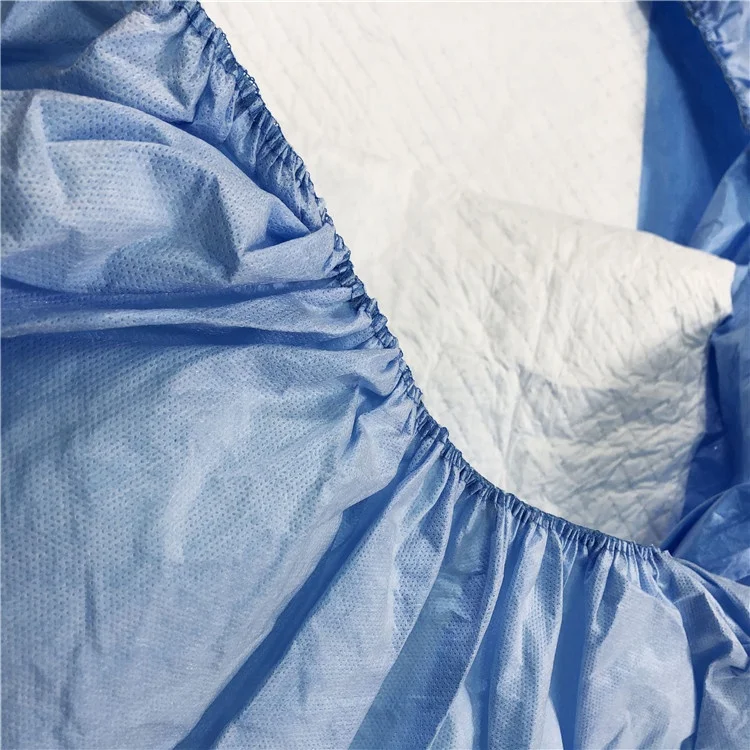 Chinese manufacturer underpad sewing rubber band bedspread hospital breathable film + non woven  Disposable Elastic Bed Cover